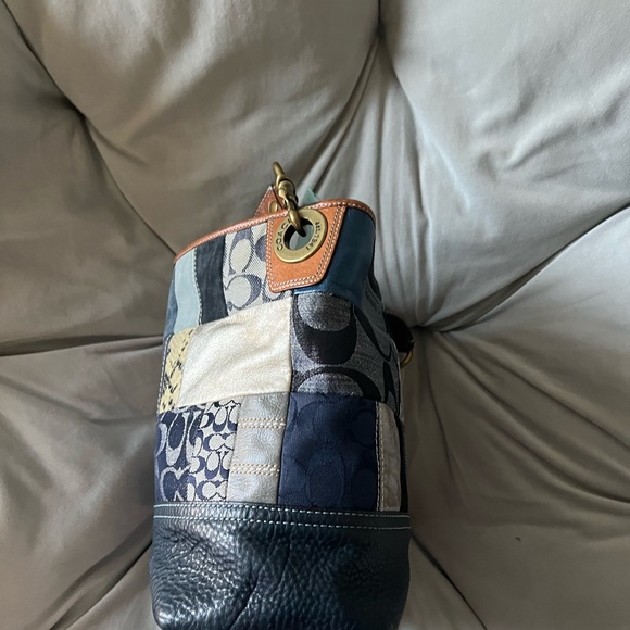 Coach Vintage Blue Denim Indigo Patchwork Shoulder Tote Style # 10003 - Picture 7 of 8